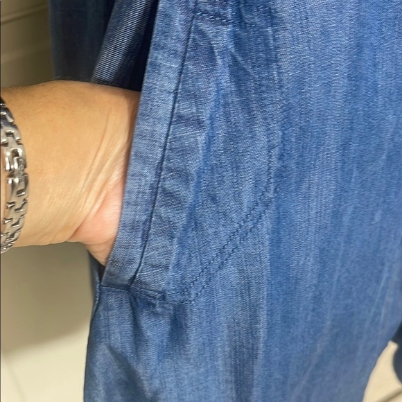 Chelsea & Theadore Women’s Blue Denim Shirt Dress Knee-Length Chambray Sz S - Picture 8 of 11